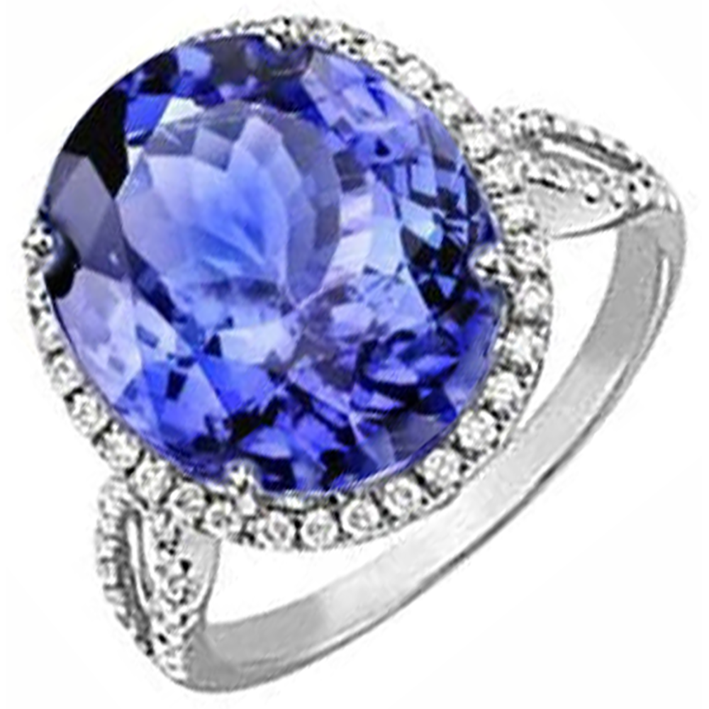echter oval tansanit 8.65Karat ring Draufsicht
