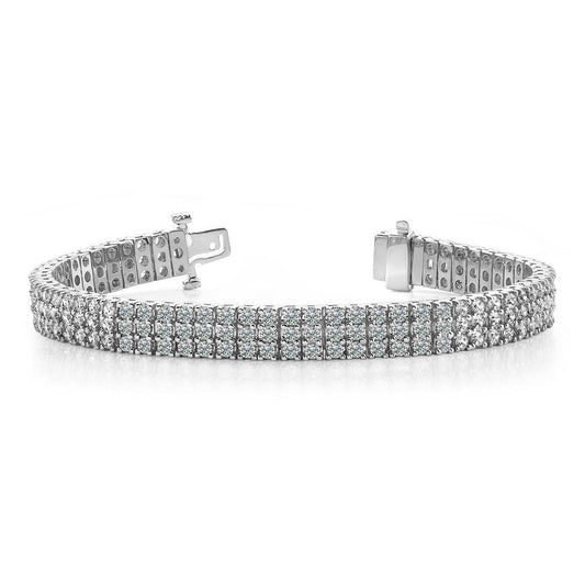 8.70 ct Runden Cut Echt Diamants Classic 3-reihiges Diamantarmband Weißgold