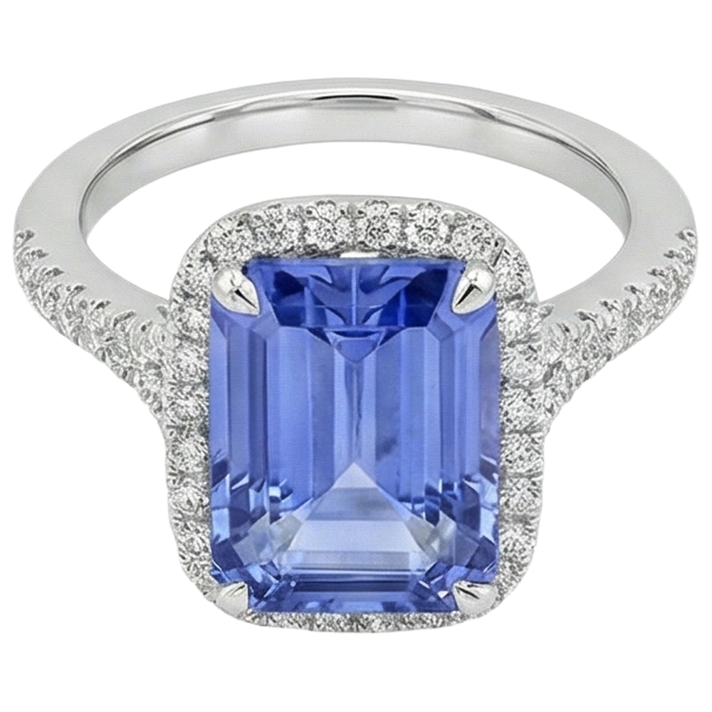 echter round tansanit 8.75Karat ring Detailansicht