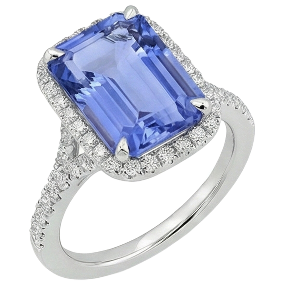 echter round tansanit 8.75Karat ring Draufsicht