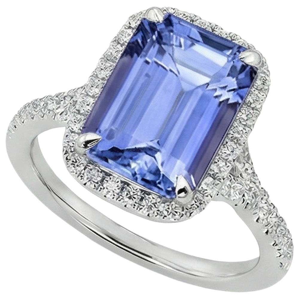echter round tansanit 8.75Karat ring Profilansicht