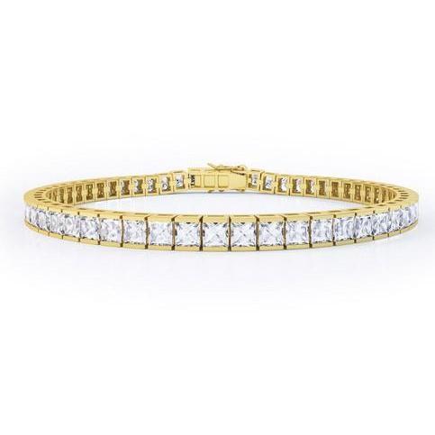 8.80 Karat Princess Schliff Echt Diamanten Tennisarmband Gelbgold 14K