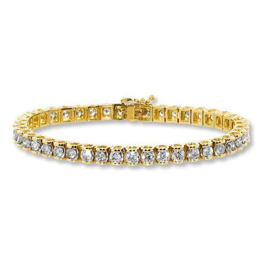 8.80 Karat Rundschliff Echt Diamant Tennisarmband Gelbgold 14K