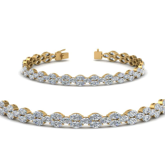 8.80 ct Marquise-Schliff-Echt-Diamant-Tennis-Armband massiv Gelbgold 14K