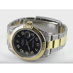 8 ct. Rolex Datejust 2 41 mm Herrenuhr mit schwarzem Zifferblatt und Diamanten