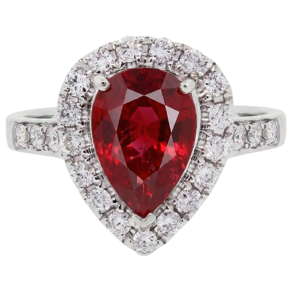 9.50 Karat Rubin mit Akzenten Aus der Erde Abgebauter Natürlicher Diamant Ehering Weißgold 14K