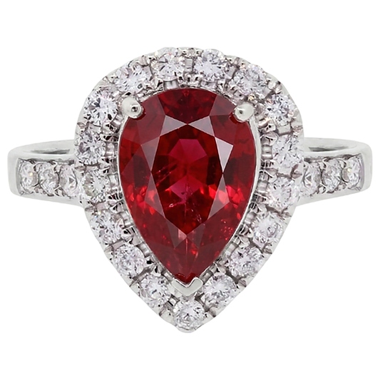 9.50 Karat Rubin mit Akzenten Aus der Erde Abgebauter Natürlicher Diamant Ehering Weißgold 14K