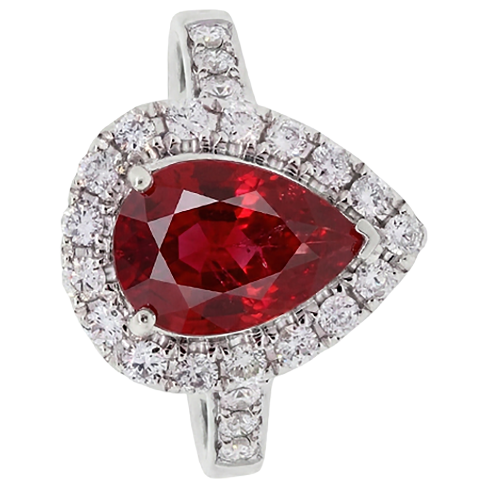 9.50 Karat Rubin mit Akzenten Aus der Erde Abgebauter Natürlicher Diamant Ehering Weißgold 14K