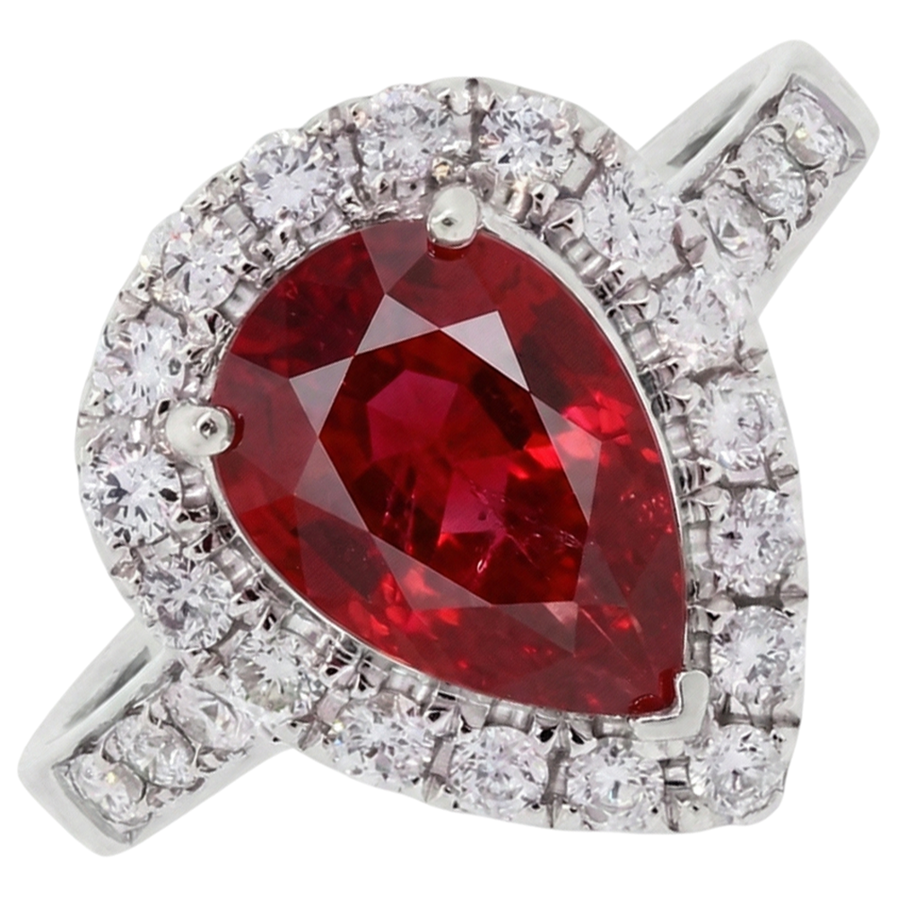 9.50 Karat Rubin mit Akzenten Aus der Erde Abgebauter Natürlicher Diamant Ehering Weißgold 14K