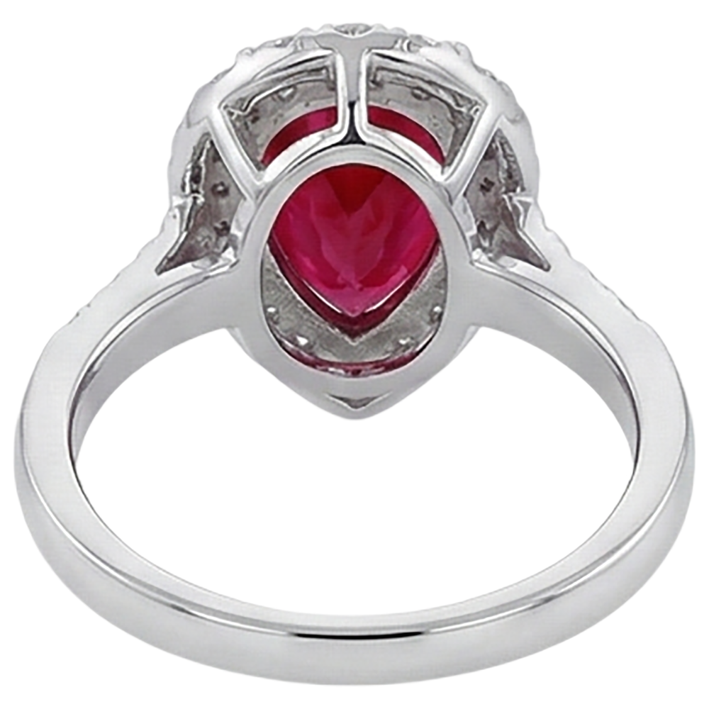 9.50 Karat Rubin mit Akzenten Aus der Erde Abgebauter Natürlicher Diamant Ehering Weißgold 14K