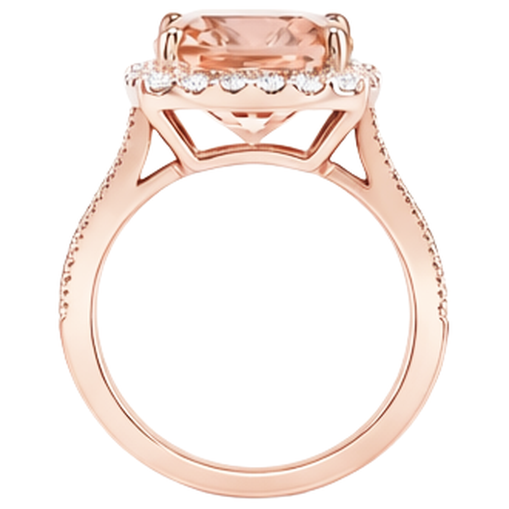 echter round morganit 7.50Karat ring mit Diamantbesatz