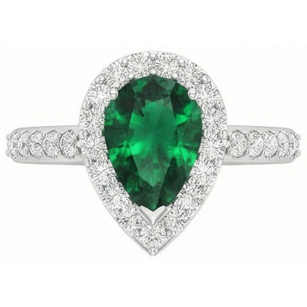 echter round smaragd 9.50Karat ring Draufsicht