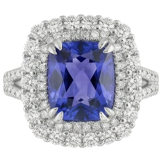 echter round tansanit 9.50Karat ring Seitenansicht