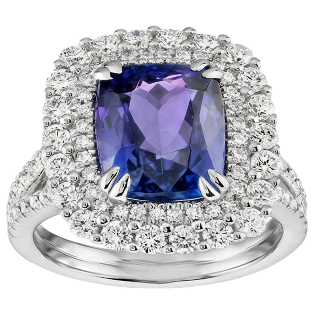 echter round tansanit 9.50Karat ring Detailansicht