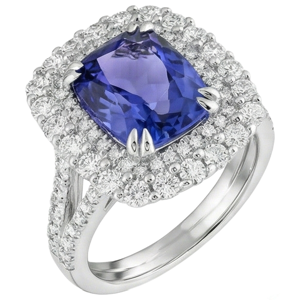 echter round tansanit 9.50Karat ring Draufsicht