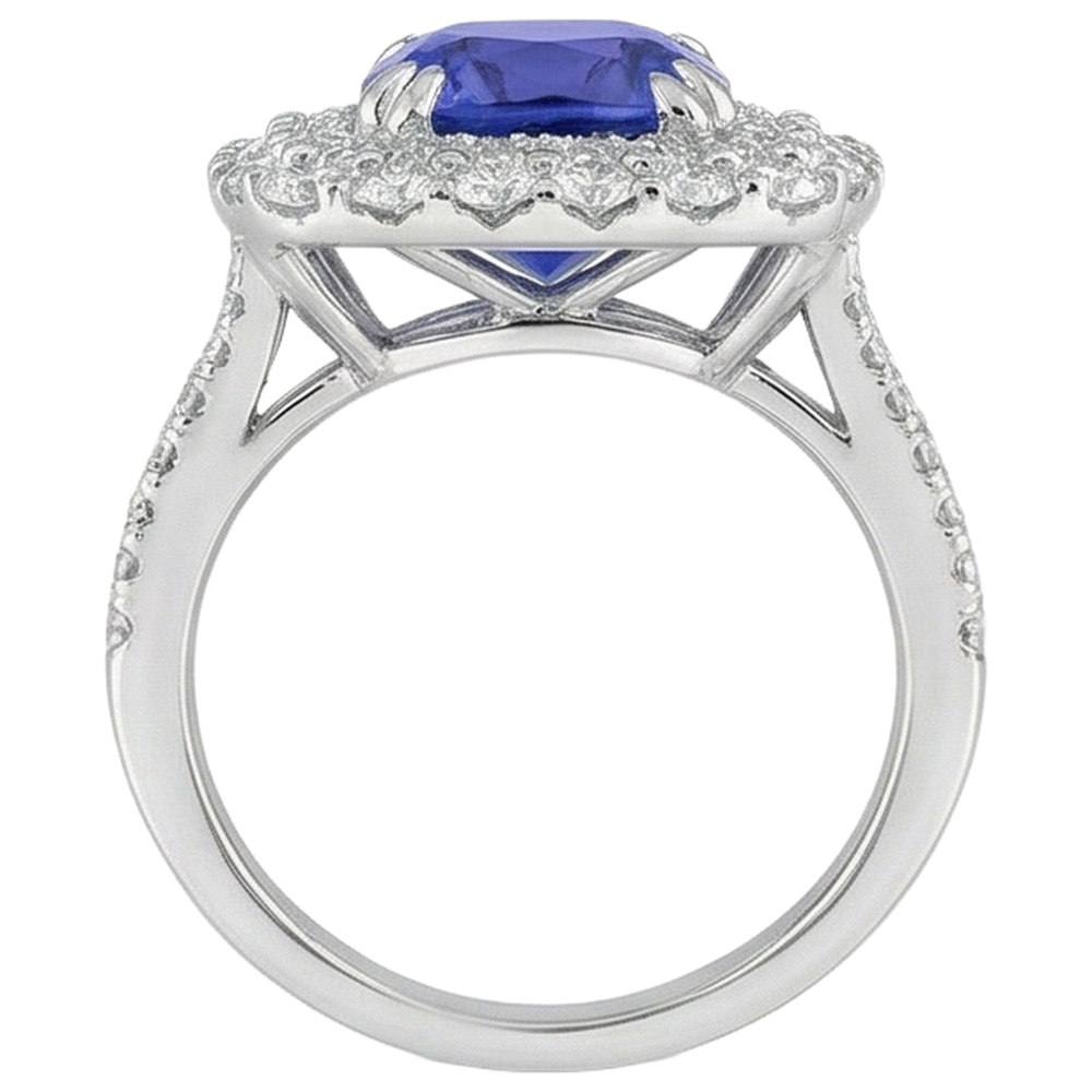 echter round tansanit 9.50Karat ring auf Weiß