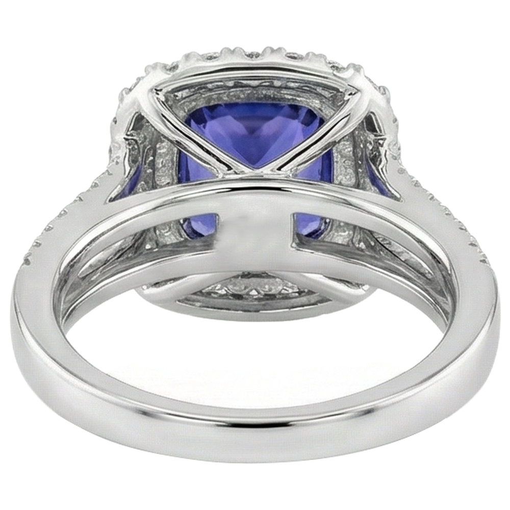 echter round tansanit 9.50Karat ring mit Diamantbesatz