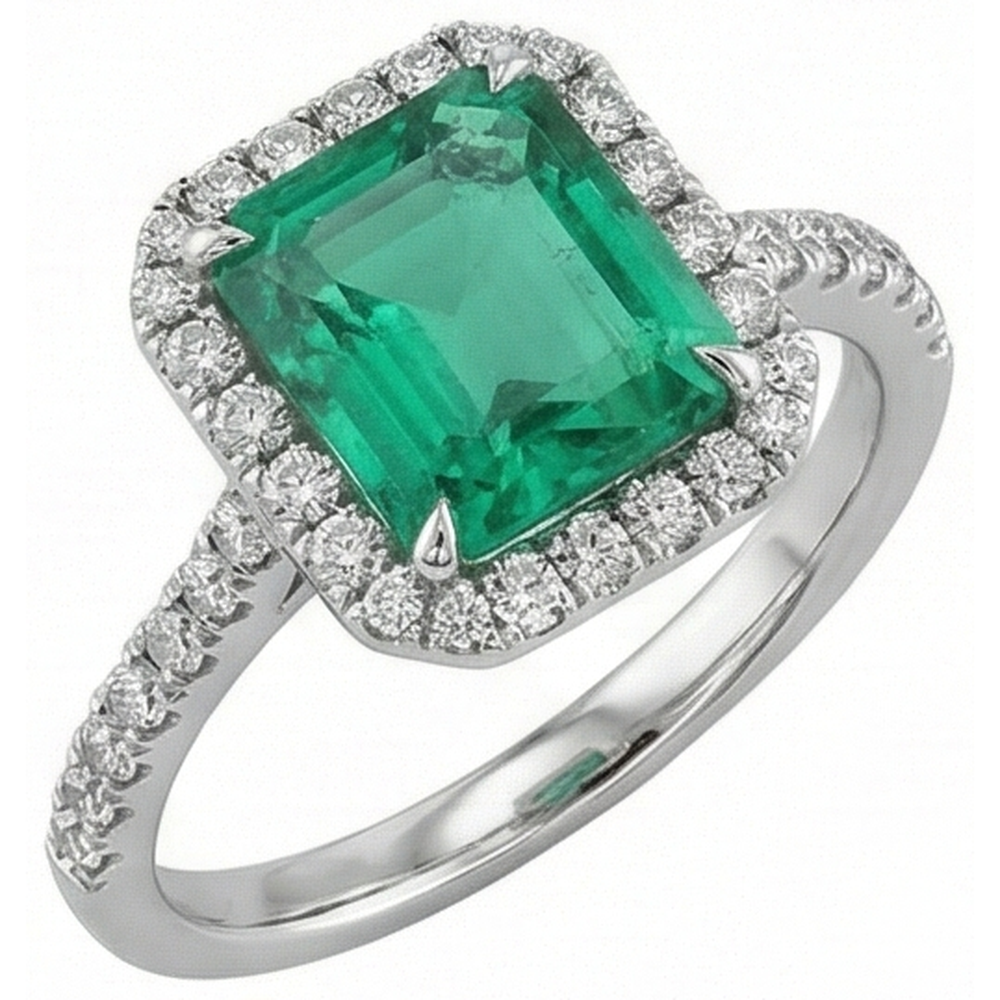9.65 ct großer grüner Strahlend und kleine Aus der Erde Abgebauter Natürlicher Diamanten Ehering Weißgold