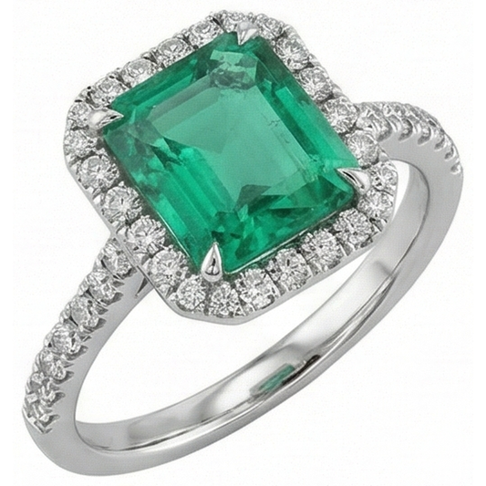 9.65 ct großer grüner Strahlend und kleine Aus der Erde Abgebauter Natürlicher Diamanten Ehering Weißgold
