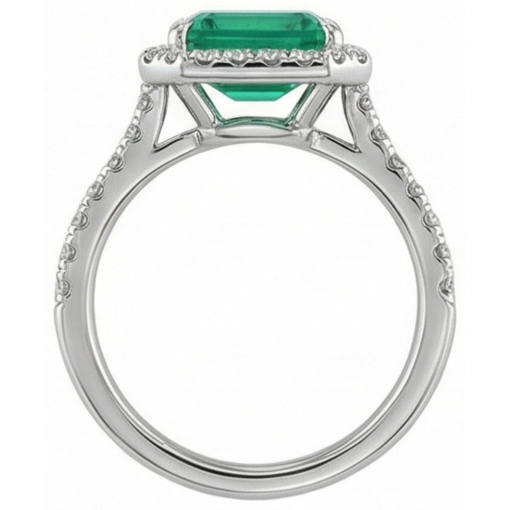 9.65 ct großer grüner Strahlend und kleine Aus der Erde Abgebauter Natürlicher Diamanten Ehering Weißgold