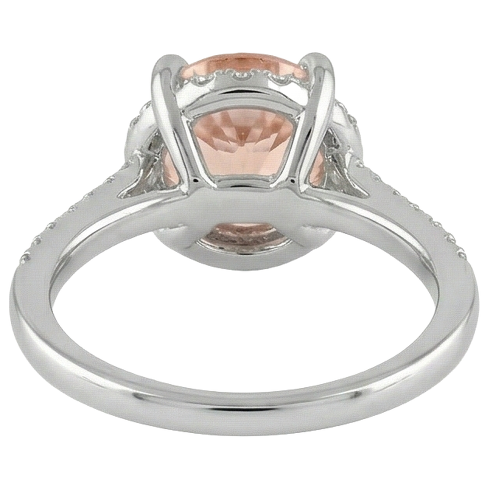 9.75 Karat Morganit und Aus der Erde Abgebauter Natürlicher Diamanten Ring 14K Weißgold