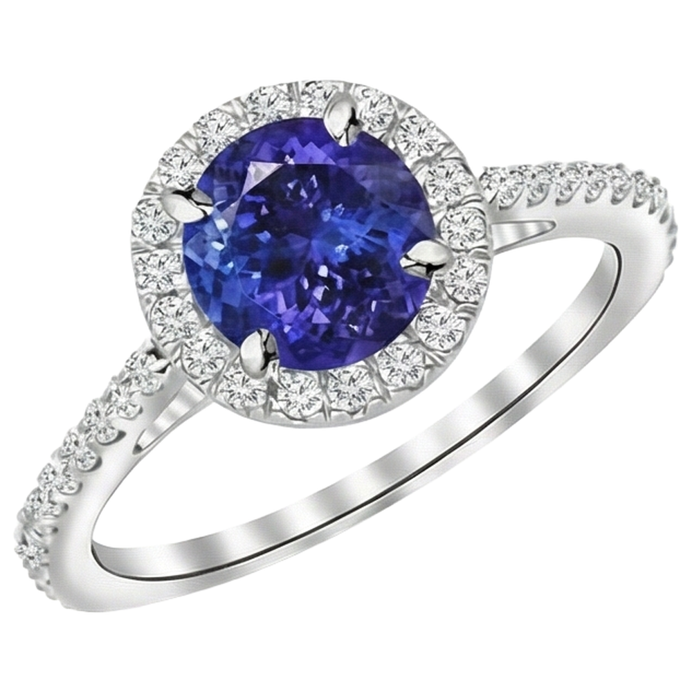 echter round tansanit 9.85Karat ring Seitenansicht