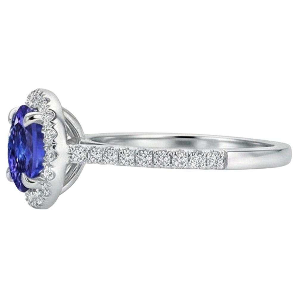 echter round tansanit 9.85Karat ring Profilansicht