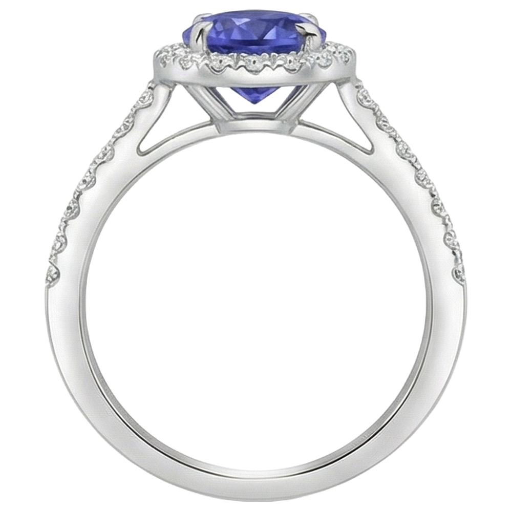 echter round tansanit 9.85Karat ring auf Weiß