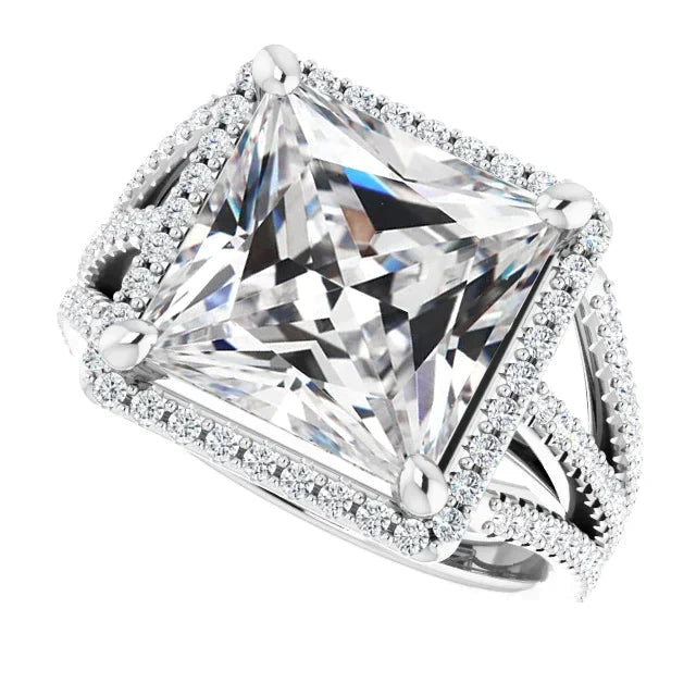 9-Carat-Prinzessin-Natürliche Diamant-Ring mit geteiltem Schaft