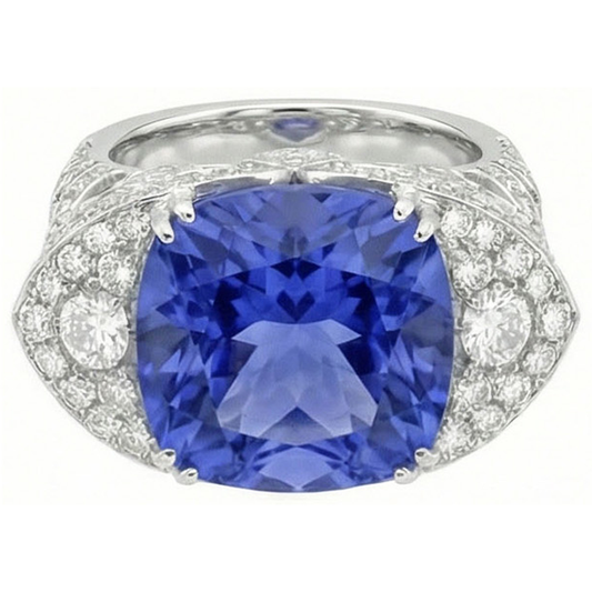 9 Carat natürlicher Saphir-Aus der Erde Abgebauter Natürlicher Diamantring