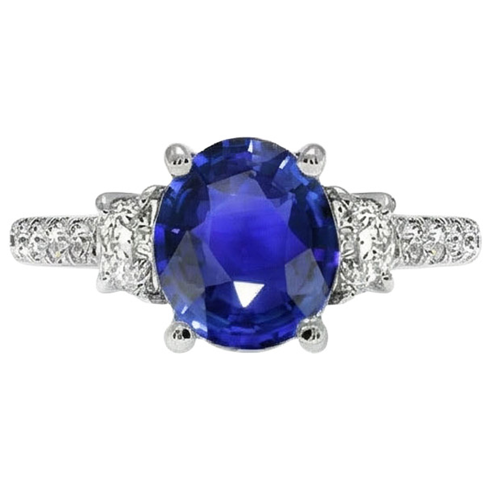 9 Ct Saphir-Ring-Aus der Erde Abgebauter Natürlicher Diamant-Schmuck