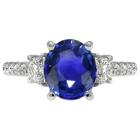 9 Ct Saphir-Ring-Aus der Erde Abgebauter Natürlicher Diamant-Schmuck