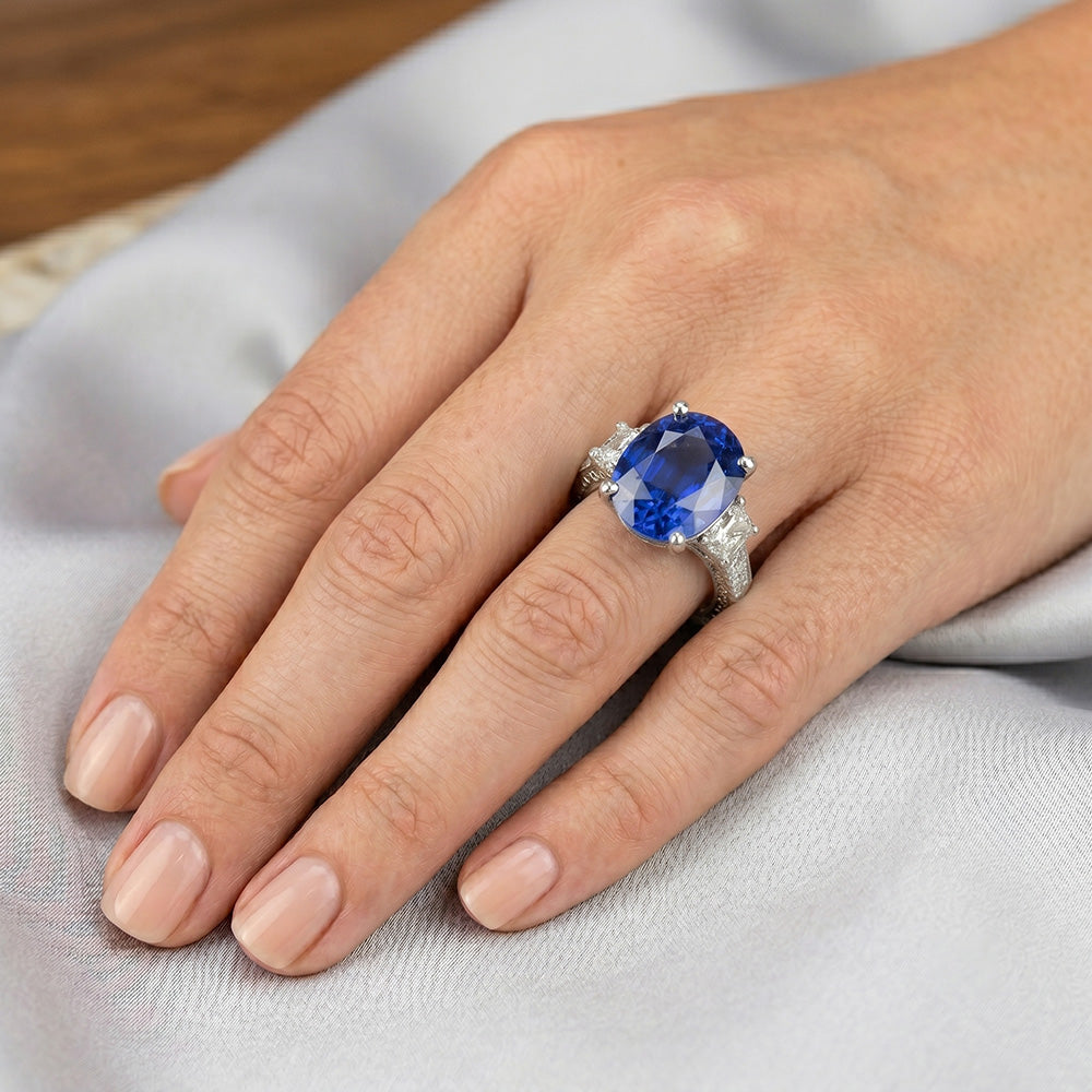 9 Ct Saphir-Ring-Aus der Erde Abgebauter Natürlicher Diamant-Schmuck