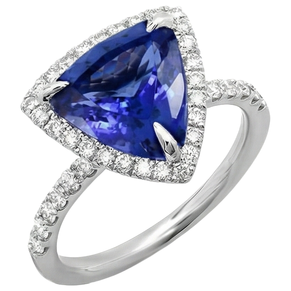 echter trillion tansanit 9Karat ring Detailansicht