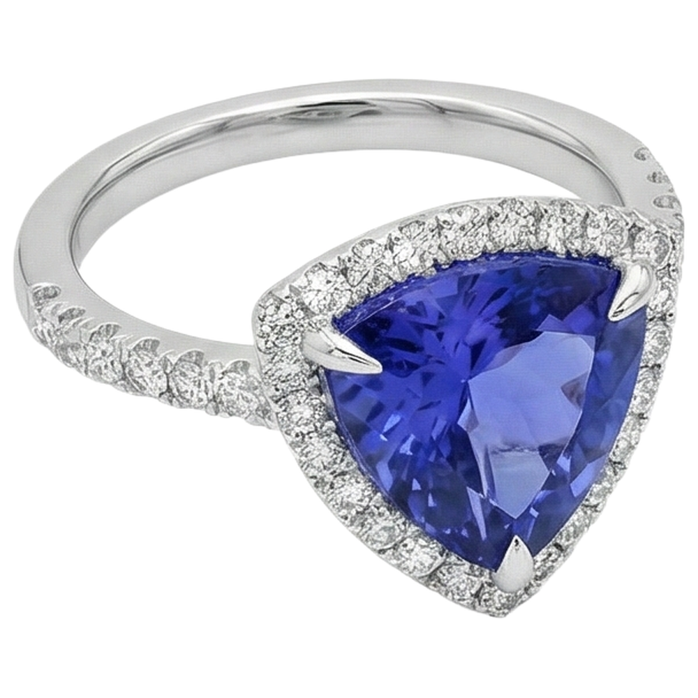 echter trillion tansanit 9Karat ring Draufsicht