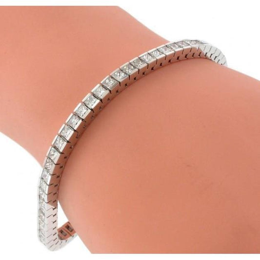 9 Karat Kanalset Princess Cut Echt Diamant Tennisarmband Weiß