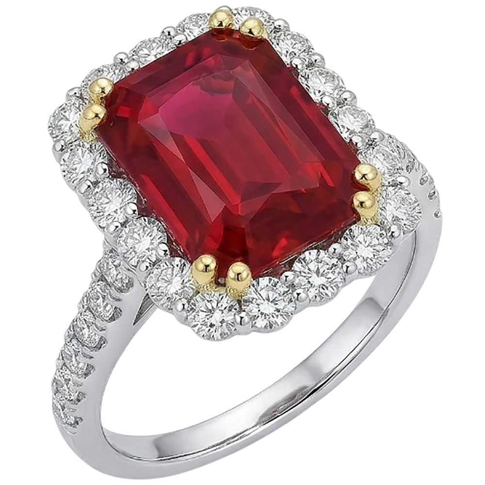 echter round rubin 9Karat ring Detailansicht