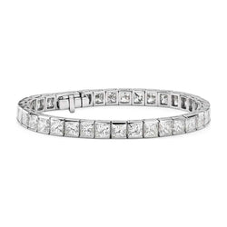 9 Kt Princess Cut Wunderschönes Echt Aus der Erde Abgebauter Natürlicher Diamant Tennisarmband Massivgold Schmuck