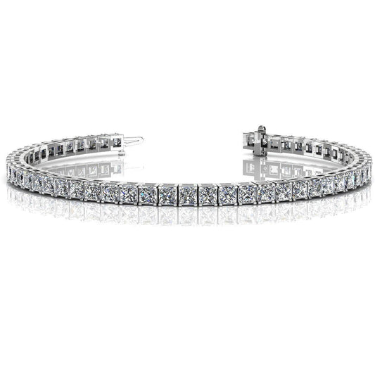 9 Kt Princess Schliff Echt Diamant Damen Tennis Armband Weißgold Schmuck