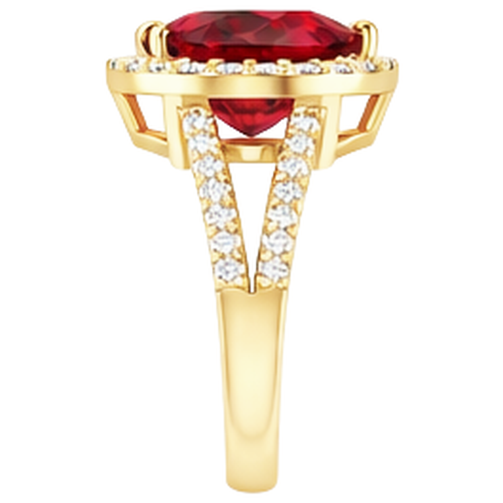 9 Kt Schöne Herzform Rubin Und Aus der Erde Abgebauter Natürlicher Diamant Ring Gelbgold