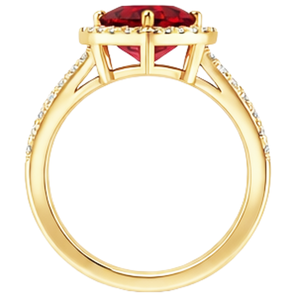 9 Kt Schöne Herzform Rubin Und Aus der Erde Abgebauter Natürlicher Diamant Ring Gelbgold