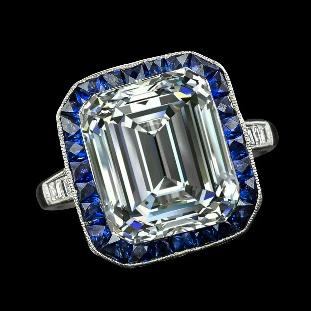 9 ct Smaragd-Diamant-Saphir-Ring