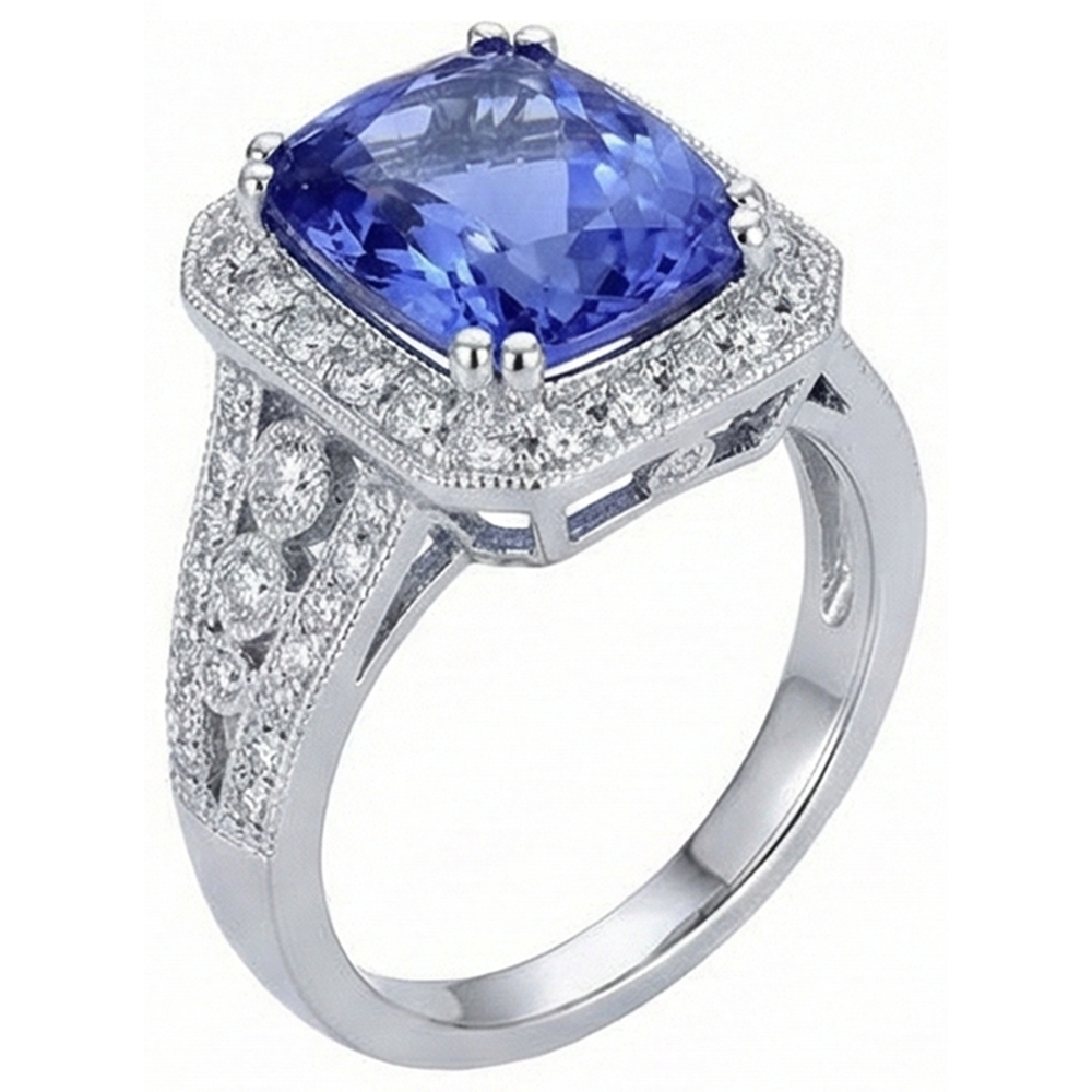 echter round tansanit 9.50Karat ring Detailansicht