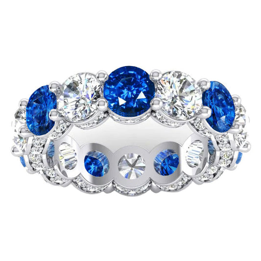 Blauer Saphir-Diamant-Gold-Ehering