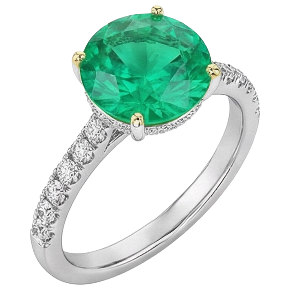 Schimmernder Edler Smaragd Schmuckstein-Ring 3,50 Karat – Schrägansicht