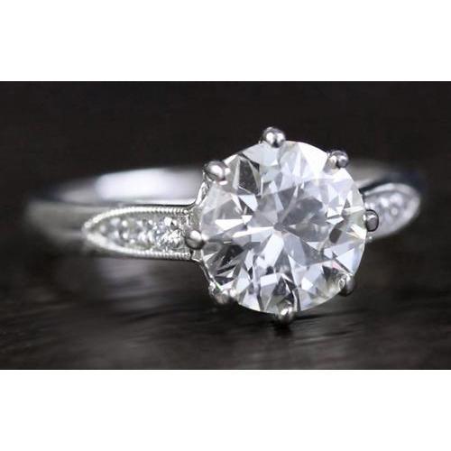 Alte Mine Echt Diamantring 2,10 Karat Weißgold