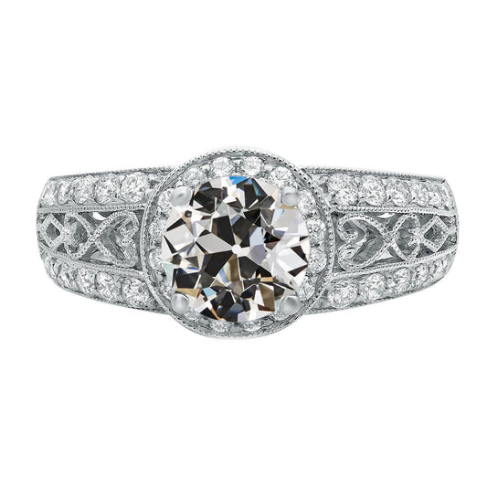 Alter Bergmann Echt Diamantring im antiken Stil Milgrain Dicker Schaft 5 Karat