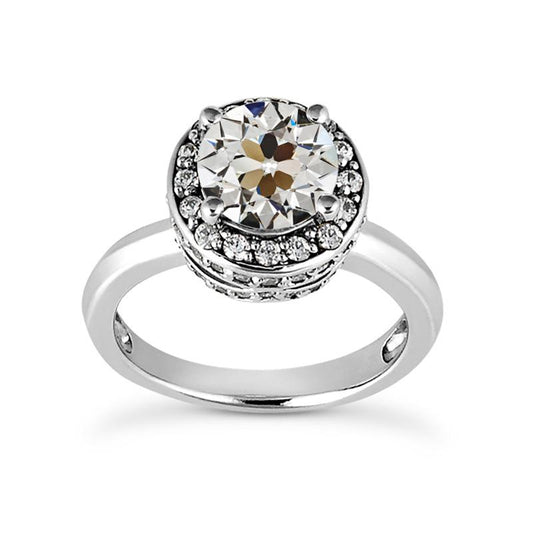 Alter Minenschliff Echt Diamant Halo Ehering 14K Weißgold 4.75 Karat