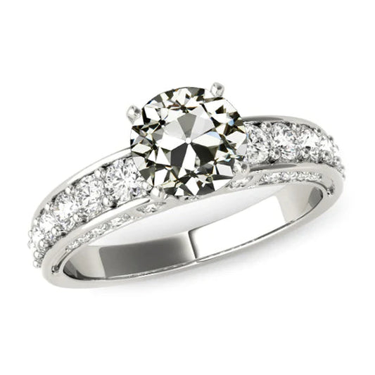 Alter Minenschliff Echt Diamantring mit Akzenten 14K Gold 5 Karat