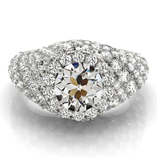 Alter Minenschnitt Echt Diamant Cluster Ring Gold 6.50 Karat Damenschmuck